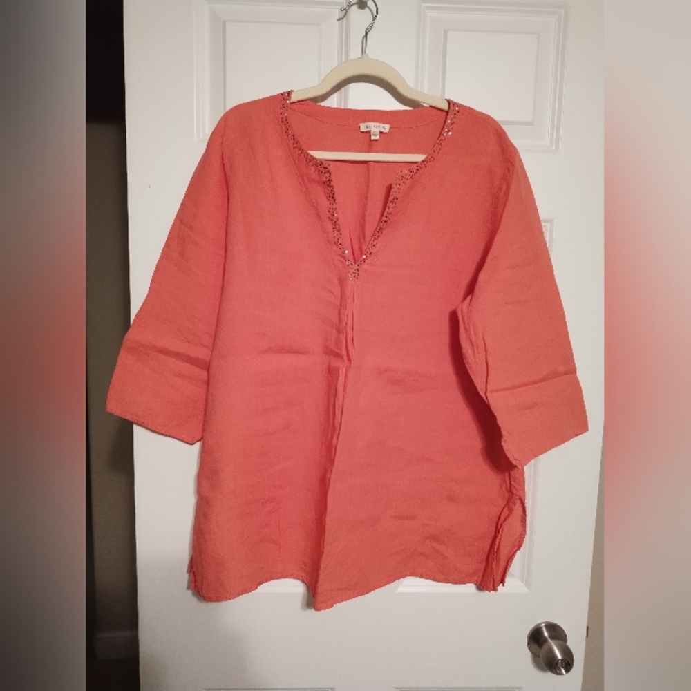 Eileen Fisher Sequin Linen Tunic Size XL